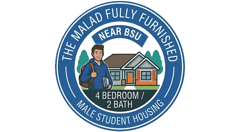 "Fully furnished 4-bedroom male student housing rental near Boise State University (BSU)."