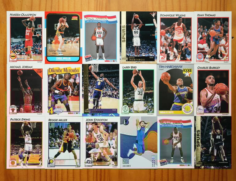 Basketball Trading Cards featuring players from different teams and different eras