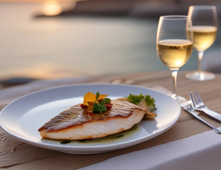 A rustic beachside setup with a wooden structure featuring a thatched roof, overlooking the sea. Inside the structure, several red plastic chairs surround a table. The view extends out to the sandy beach and the ocean, creating a tranquil and scenic atmosphere.