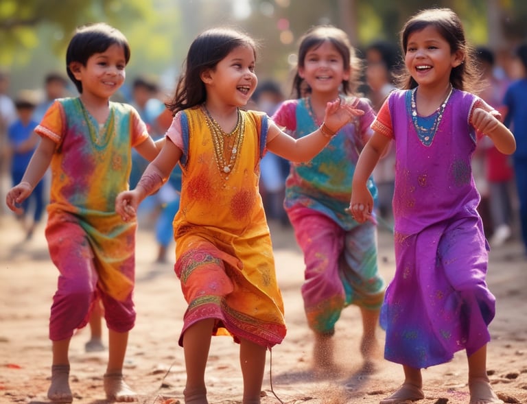 Children joyfully playing with puzzles in a sunlit room.