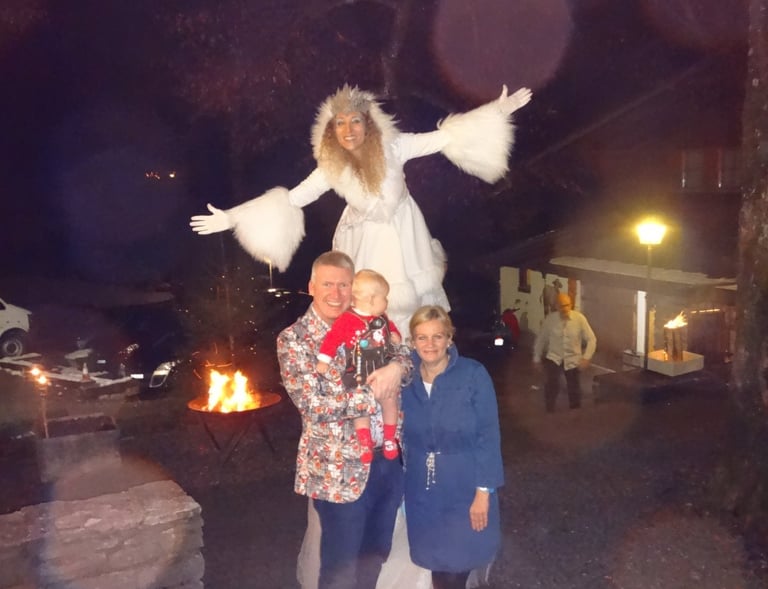 Ice Queen greeting guests at the New Years Eve Celebration in Brienz