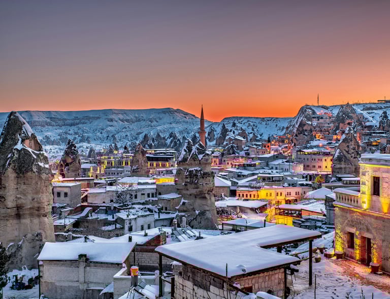  Fairy chimneys Cappadocia with a sunset