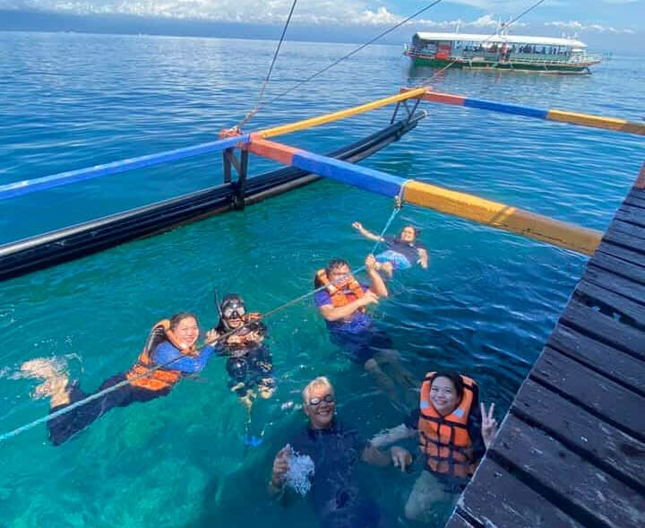 enjoying with my friends and family during our island hopping