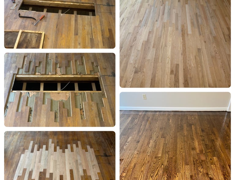 Red oak hardwood floor repair