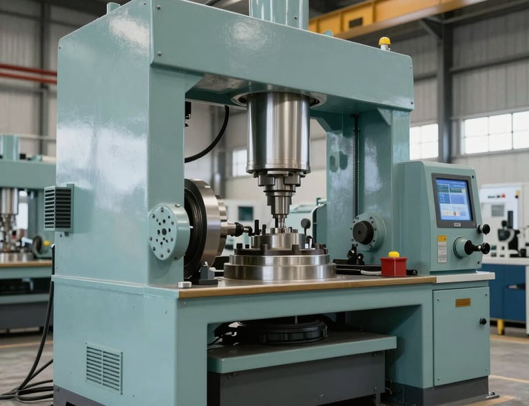 Technicians installing advanced technology equipment on heavy machinery outdoors.