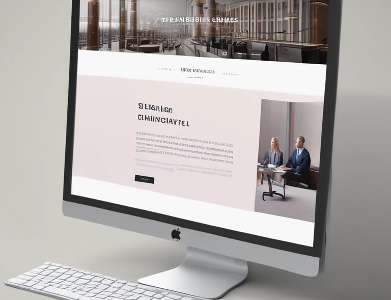 Professional business site with clean lines and elegant typography on a dark background.