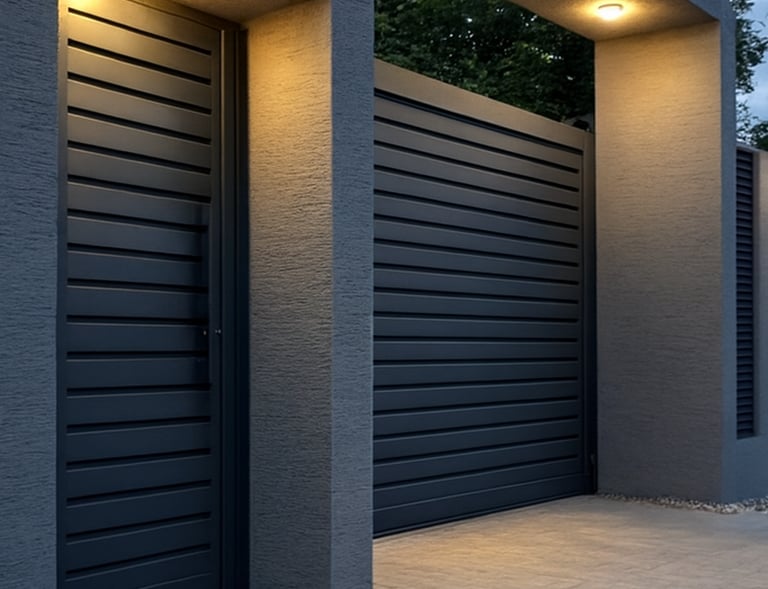 portal aluminio antracita carpinteria rey