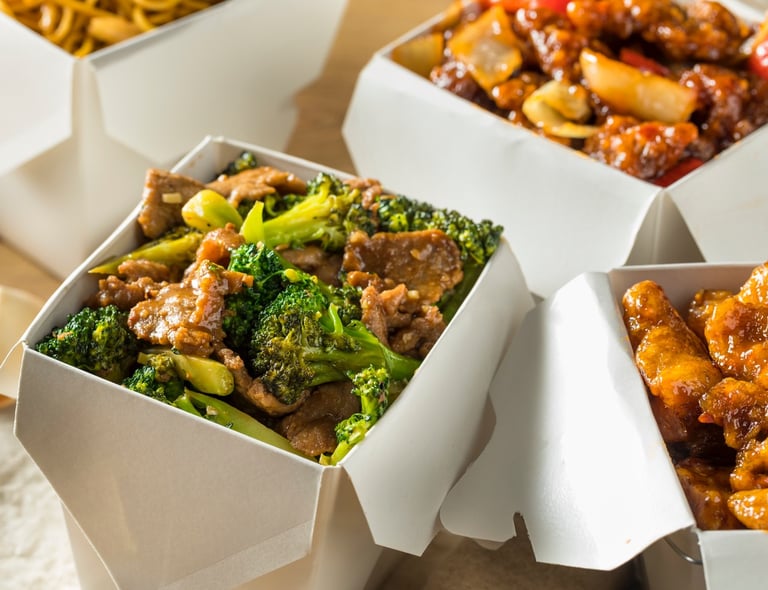 a variety of chinese food items