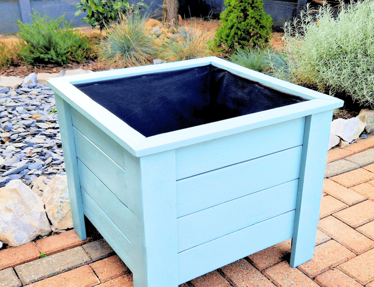 square outdoor planter on legs wooden plant box handmade in UK Custom Size and Colour