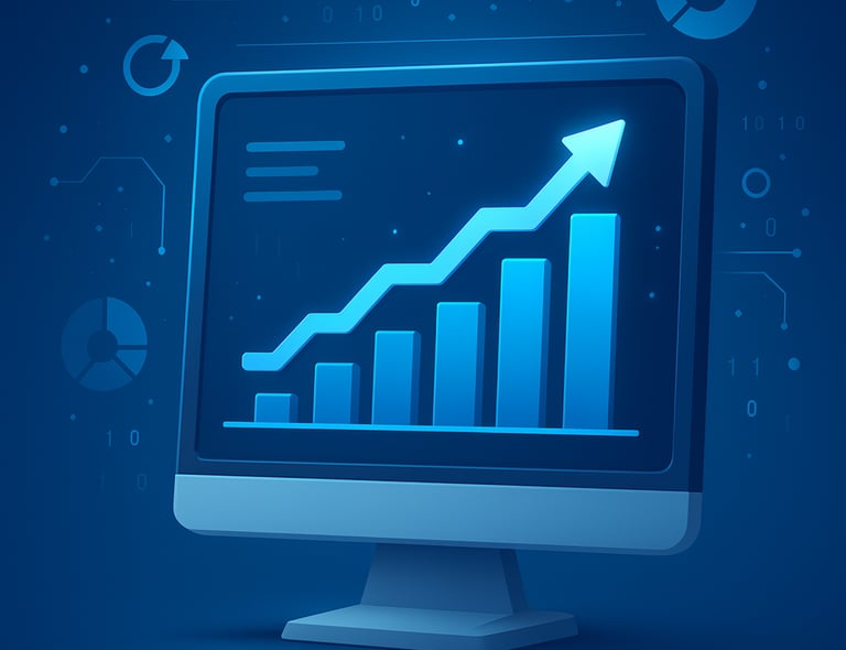 Growth chart on monitor symbolizing effective AI implementation