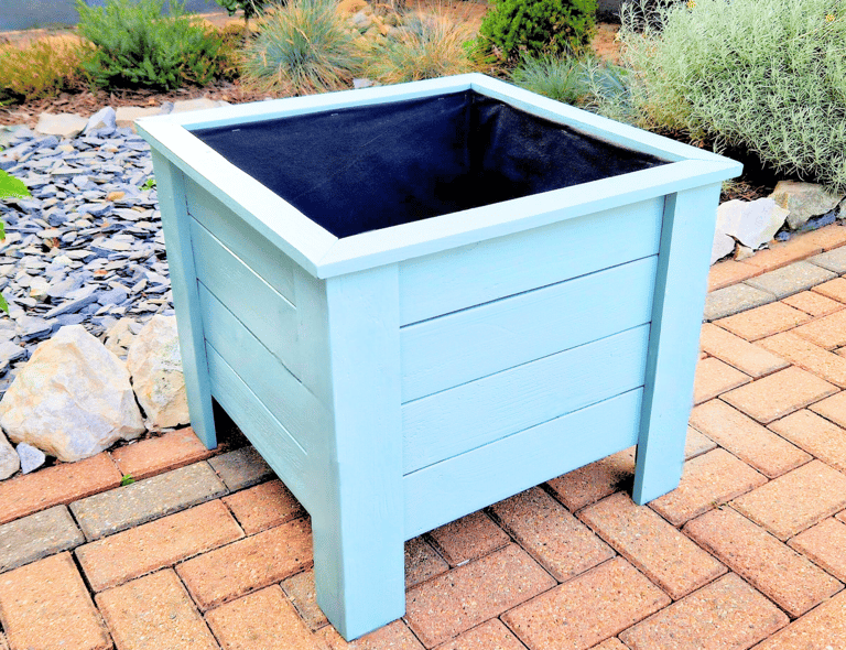 square outdoor planter on legs wooden plant box handmade in UK Custom Size and Colour
