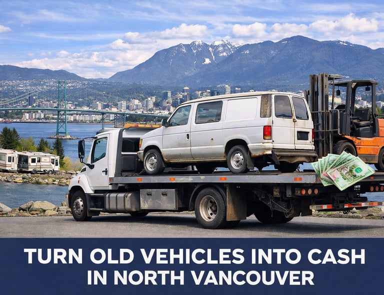 Tow truck on North Vancouver shoreline.