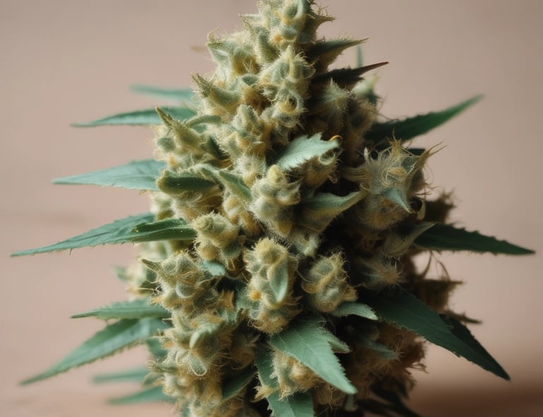 A thin plastic bag with a cannabis leaf logo and the text 'Crystal Tea High Quality CBD' contains a variety of dried tea leaves, scattered on a smooth white surface. The tea appears to consist of small pieces of dried fruit, leaves, and possibly herbs, with a mix of colors including red, brown, and orange.