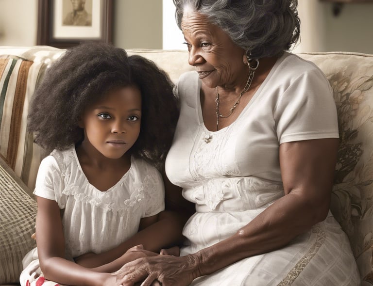grandmother sharing the family story