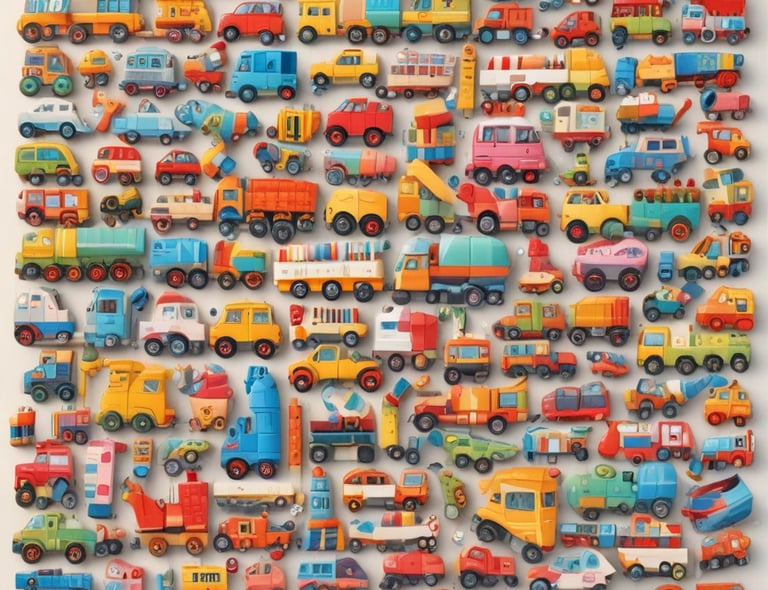 Colorful assortment of toys neatly arranged in a store display