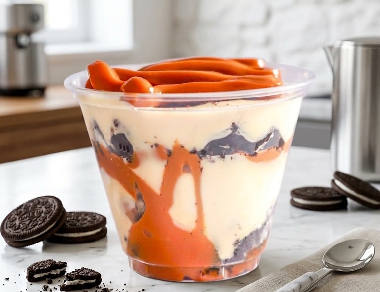 Cheesecake de Oreo y Manjar de Cocina con Ely, elaborado con una cremosa base de queso crema, trozos