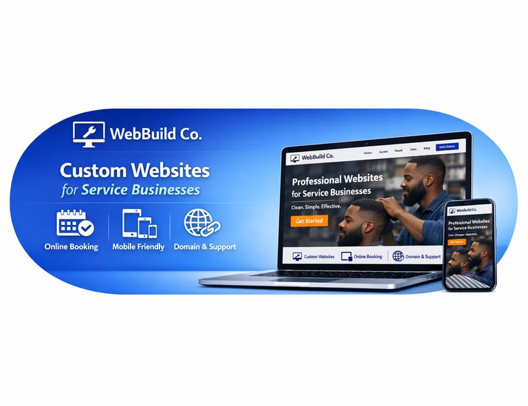 Custom website design for service businesses featuring mobile-friendly layouts and online booking tools.