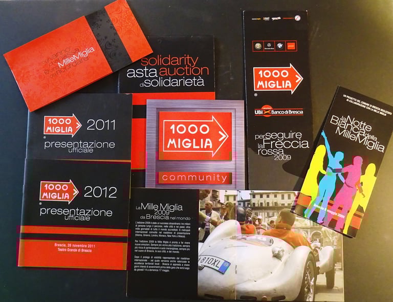 Copywriter per il btl e coordinatore editoriale dei cataloghi ufficiali di 5 Mille Miglia 