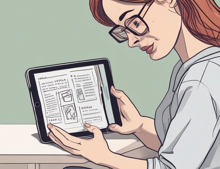 A vibrant blue gradient background with digital product icons representing ebooks, courses, and software.