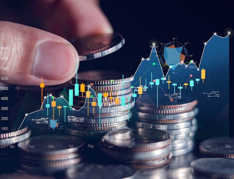 imagem mostra um gráfico de investimentos