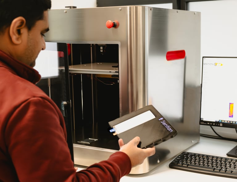 Senturion acoustic battery scanner in use