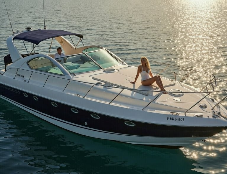 woman enjoy the sun at yacht prow