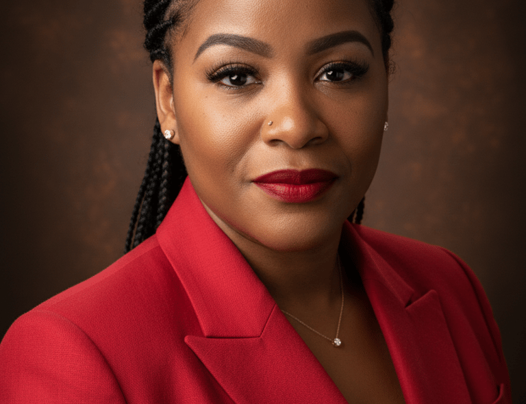 Luxury AI-generated executive portrait of a confident professional woman, created by Pixel Persona S