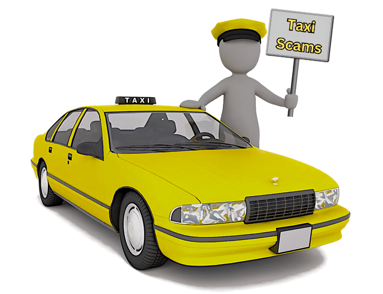 taxi driver with sign