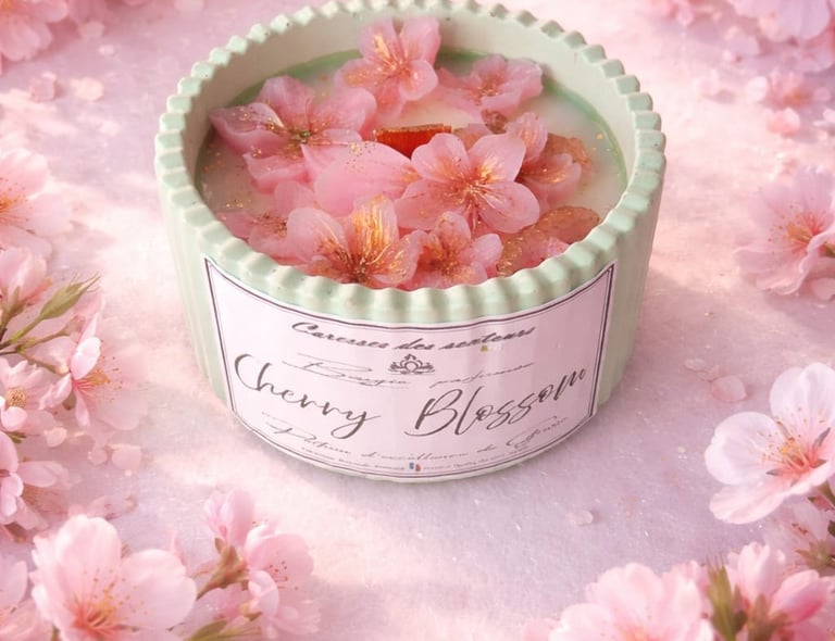 Bougie parfumée artisanale Parfum de Grasse Cire végétale Cherry blossom