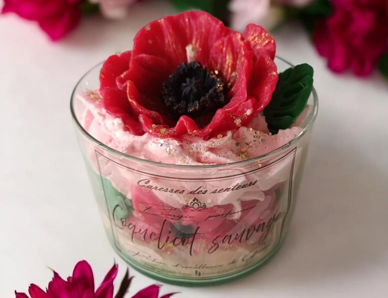 Bougie gourmande artisanale cire végétale  Collection Printemps  Coquelicot sauvage