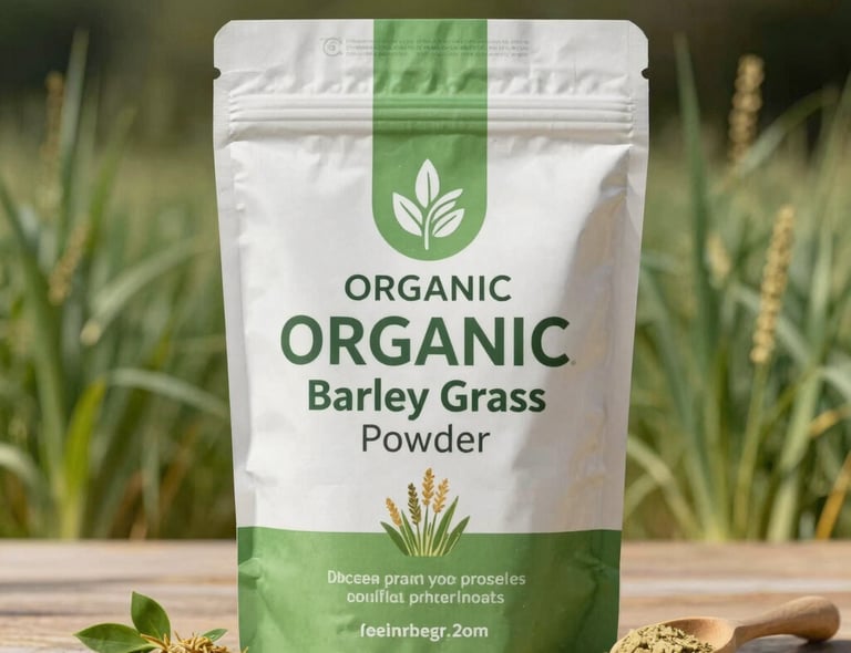 A vibrant display of fresh organic barley grains spilling from a rustic burlap sack.