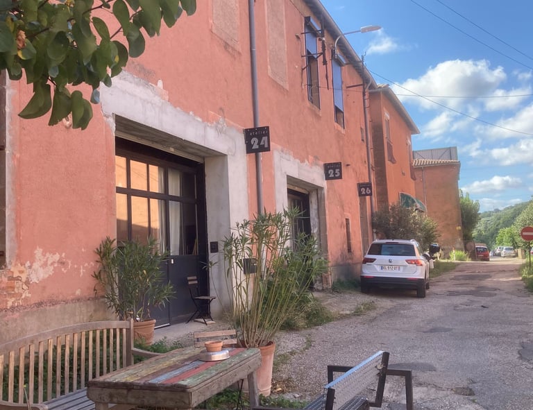 A row of ateliers or artists' workshops.