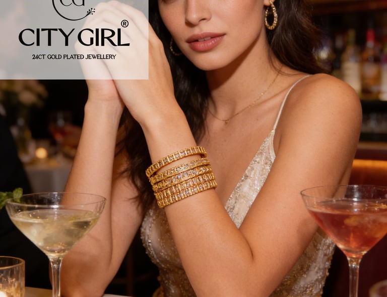 AD stone bangles with anti-tarnish 18K gold plating, for parties and weddings - City Girl  Jewellery