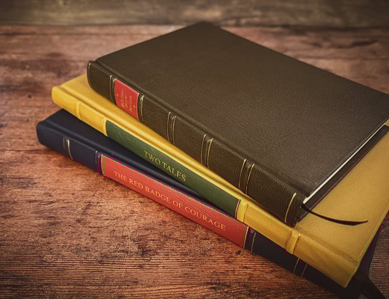 Custom printed book with leather cover