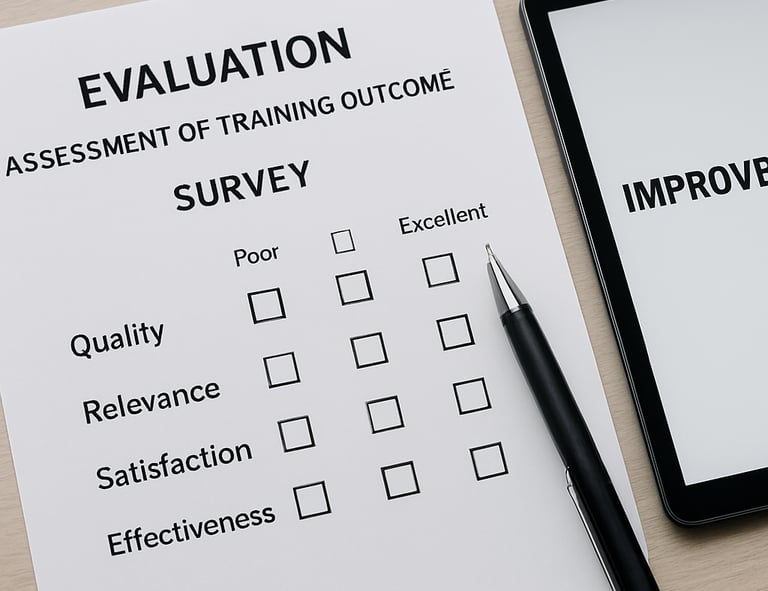 Team of healthcare professionals collaborating over training materials in a modern office.