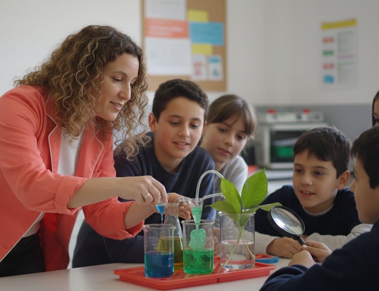 Atelier de sciences avec Yoyo Chirkes et des enfants découvrant une expérience scientifique