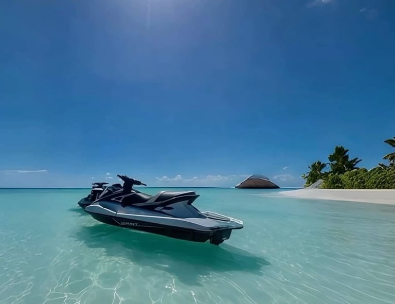 jet ski sur l'eau bleu transparente 