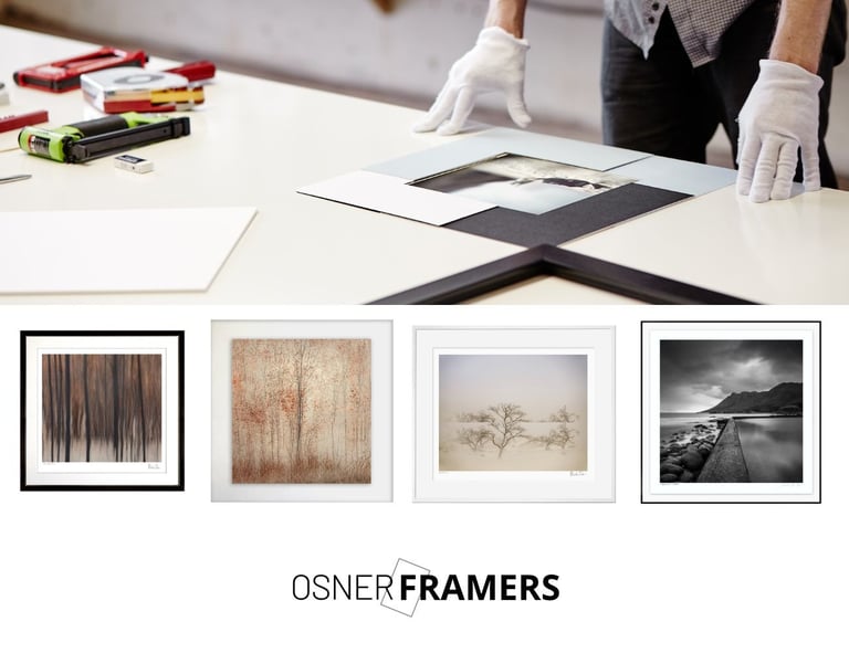picture framing service with examples of four picture framing styles at Osner Framers