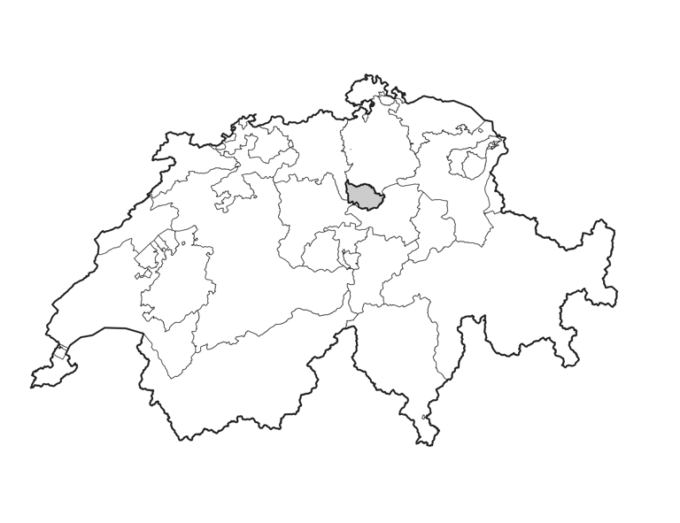 Location map with the Canton of Zug highlighted