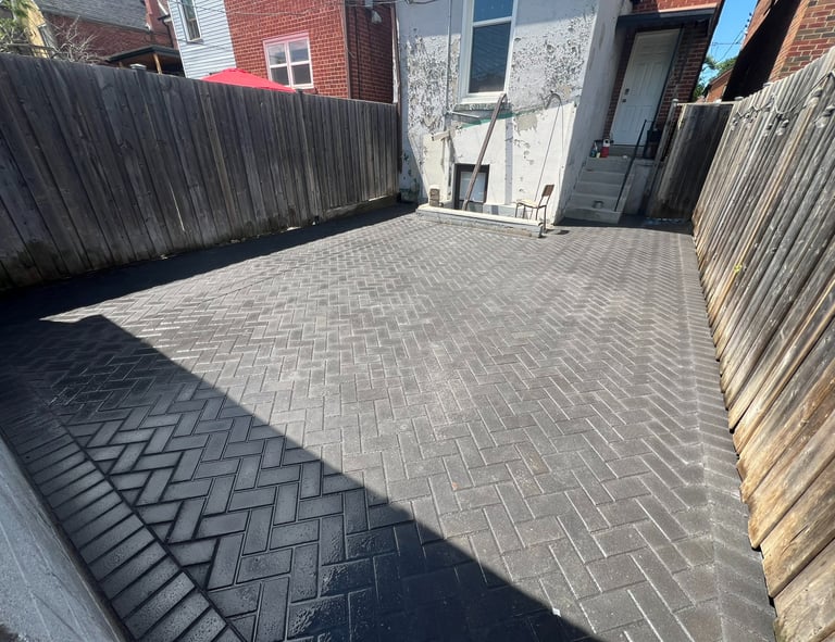 Herringbone interlock patio