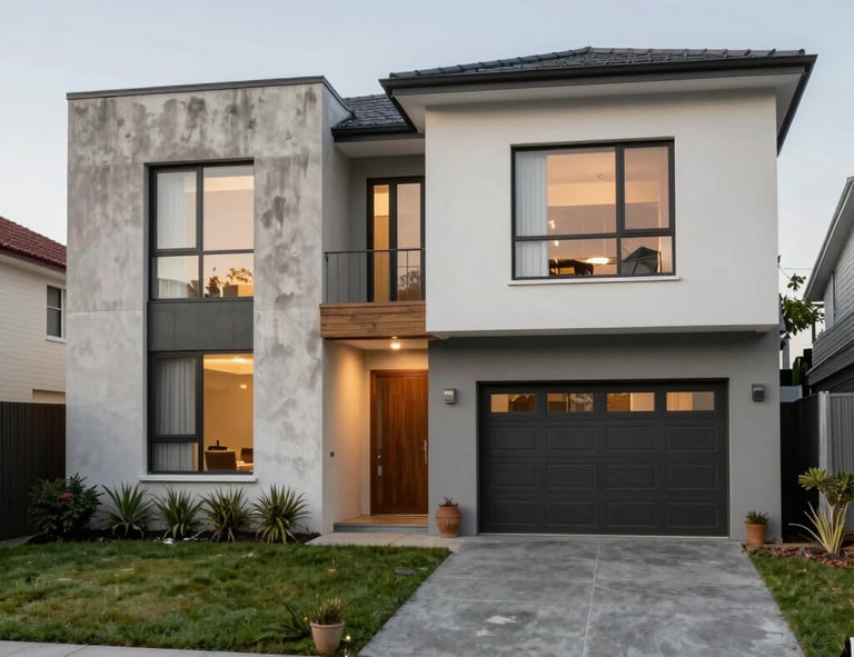 A freshly cleaned rendered home exterior with tidy landscaping and a spotless outdoor entertaining area in Sandringham.