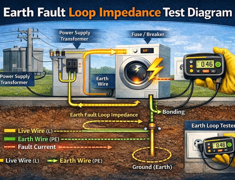 earth fault loop impedance test diagram United Kingdom