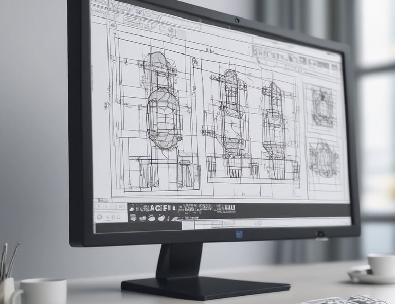 A vibrant collection of colorful 3D printed prototypes displayed on a shelf.