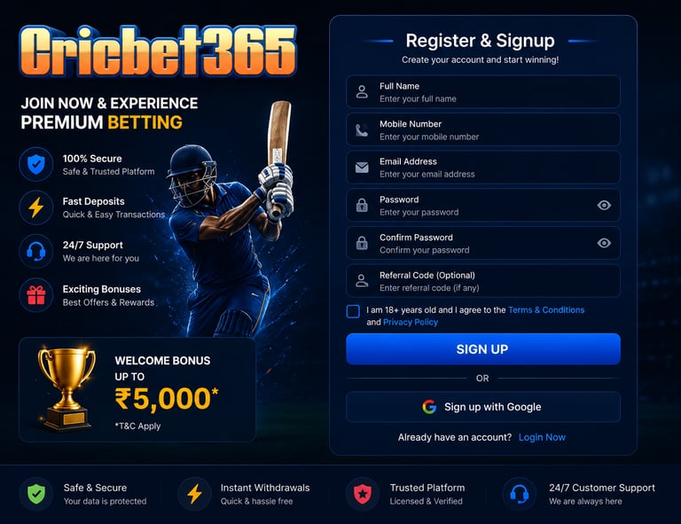 cricbet365 Register & Signup