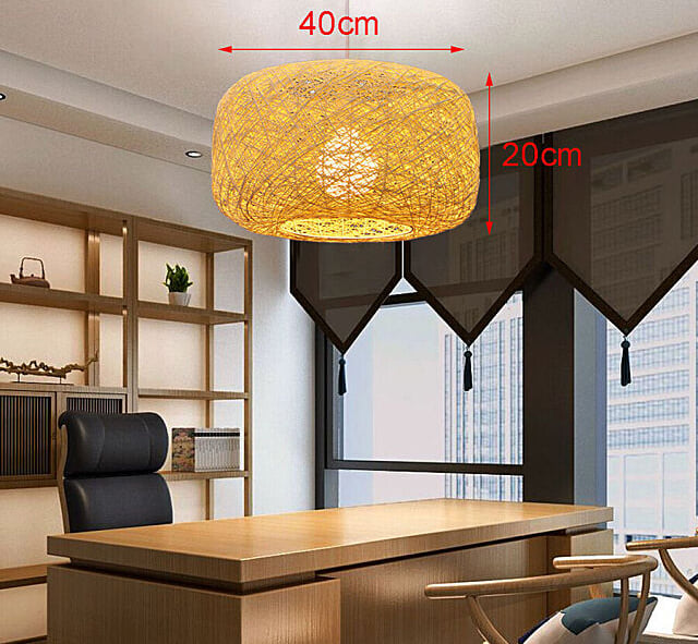 Wicker Chandelier Handwoven Rattan Light Wicker Lamp Hanging Fixture