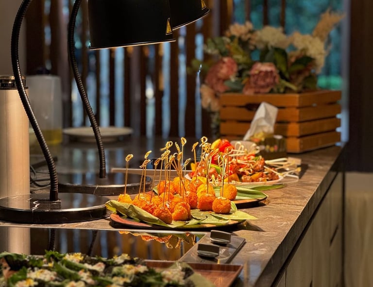 premium catering arragement for corporate events with live chef cooking on spot