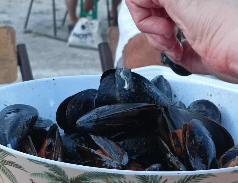 Our mussels were replenished three times.