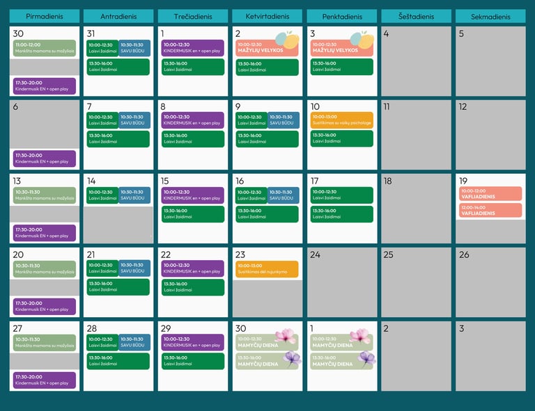 renginiai šeimoms su mažais vaikais