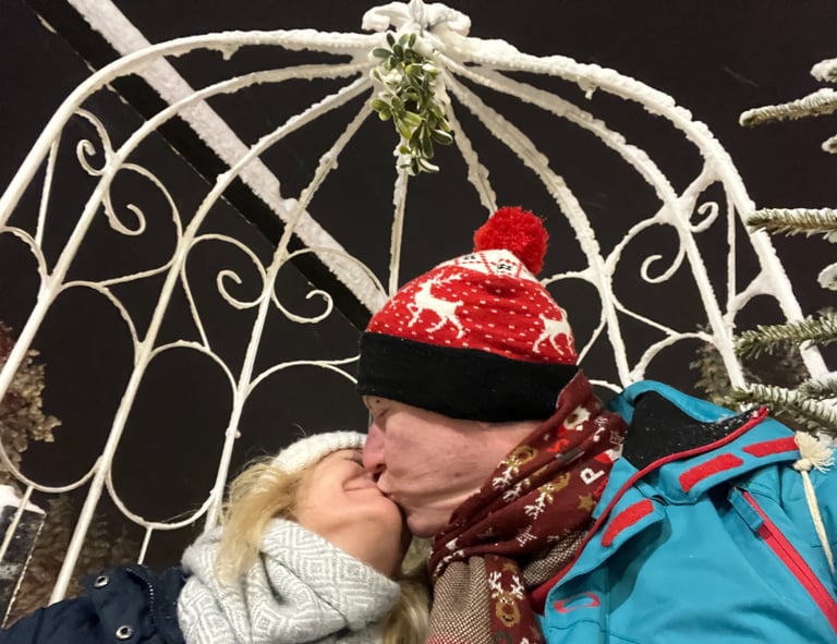 Kissing under the mistletoe
