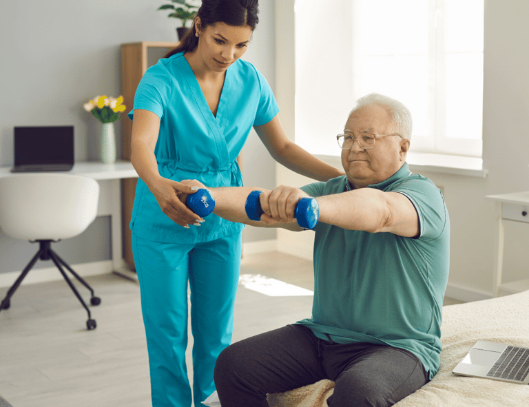 Physiotherapy home visit for painful shoulder with a Remedly physiotherapist in Shropshire